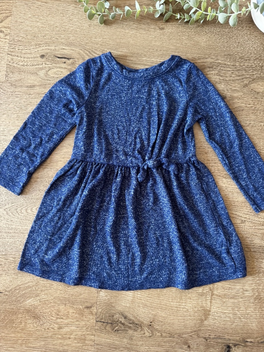 Cat & Jack Girls 3T Navy Blue Marled Long Sleeve Sweater Dress